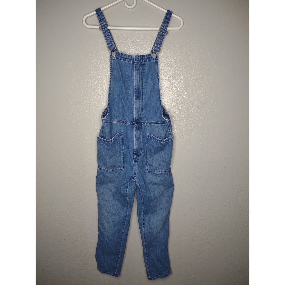 Madewell Bib Overalls Blue Jean Denim Women's 32 x 25 Front Zip Medium Wash